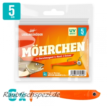 Lieblingsköder "Möhrchen" 5cm   -6 Stück-