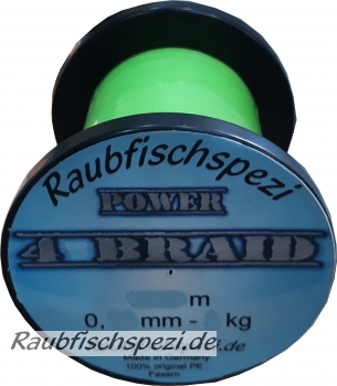Raubfischspezi  Power  Braid 0,16 mm - 10 kg  "Neongrün"          /50m