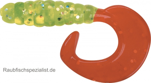 Spiratail Twister 5,5 cm  chartreuse / rot    10 Stück