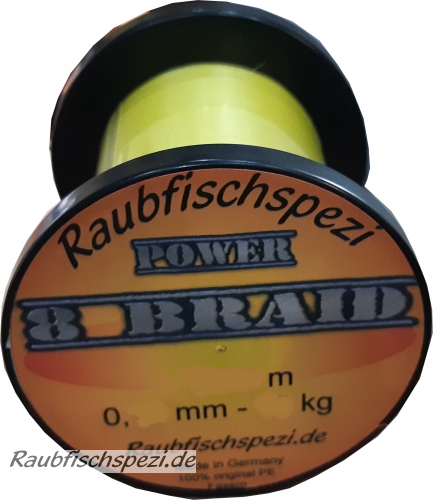 Raubfischspezi  Power 8 Braid 0,10 mm - 8 kg  "Gelb"          /50m