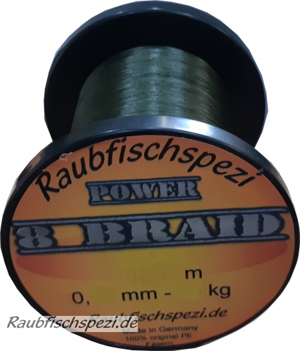 Raubfischspezi  Power 8 Braid 0,10 mm - 8 kg  "Grün"          /50m